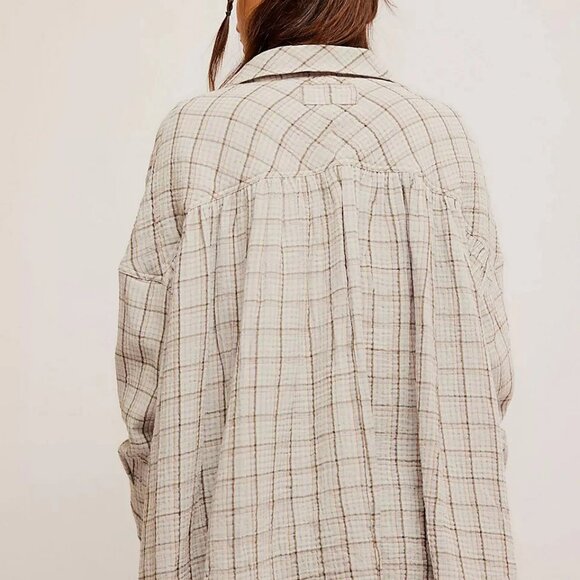 Free People We the Free plaid Lilac Combo Cardiff - Picture 2 of 3